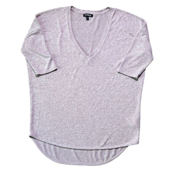 Express V-Neck Oversized Pink Top Women's Medium - Picture 1 of 6